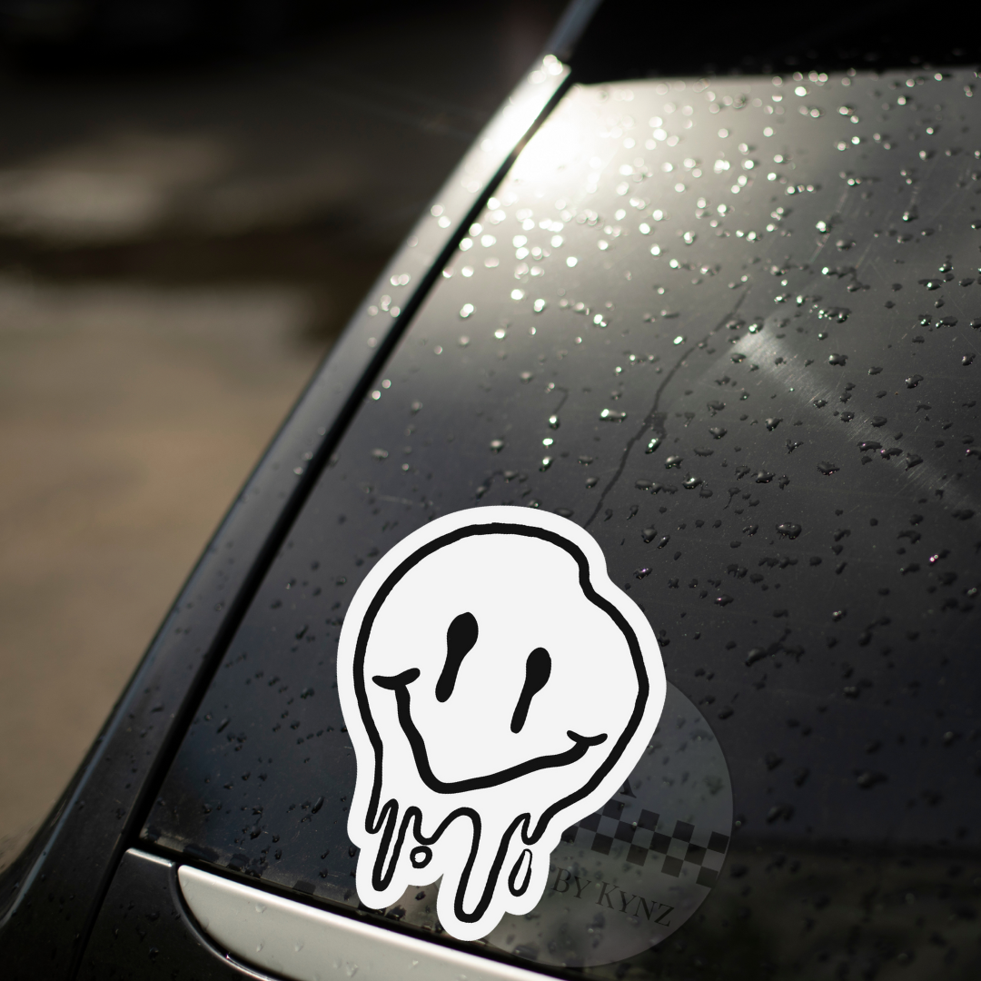 Drippy Smiley Permanent Decal Sticker