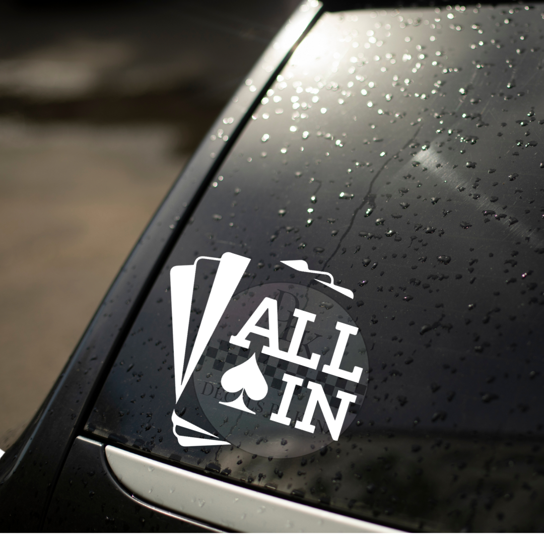 "All In" Poker Hand Permanent Decal Sticker