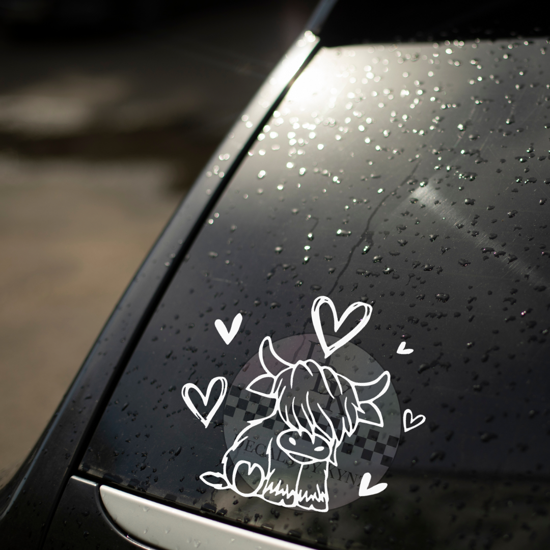 Baby Highland Cow Permanent Decal Sticker