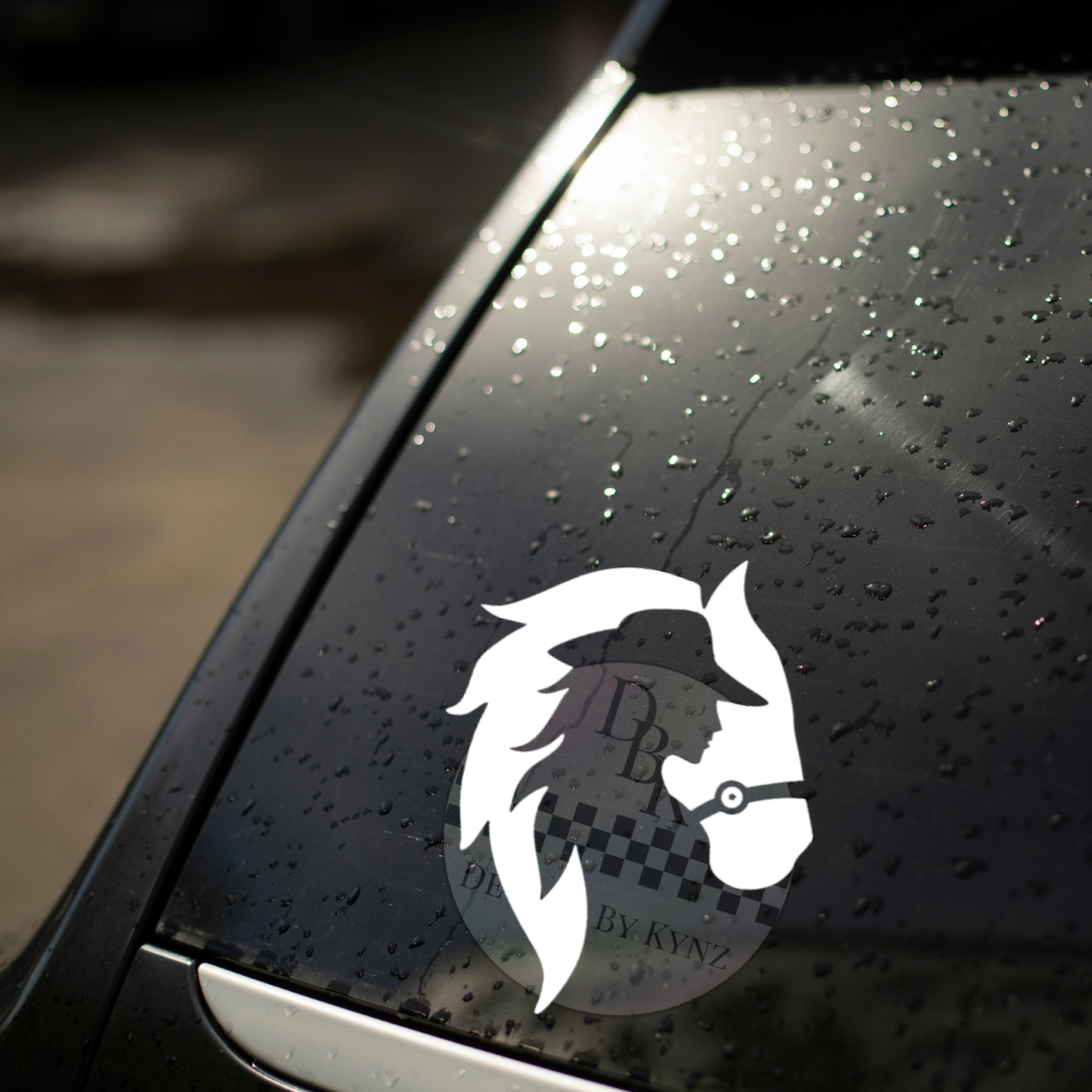 Cow Girl/ Horse Head Permanent Decal Sticker