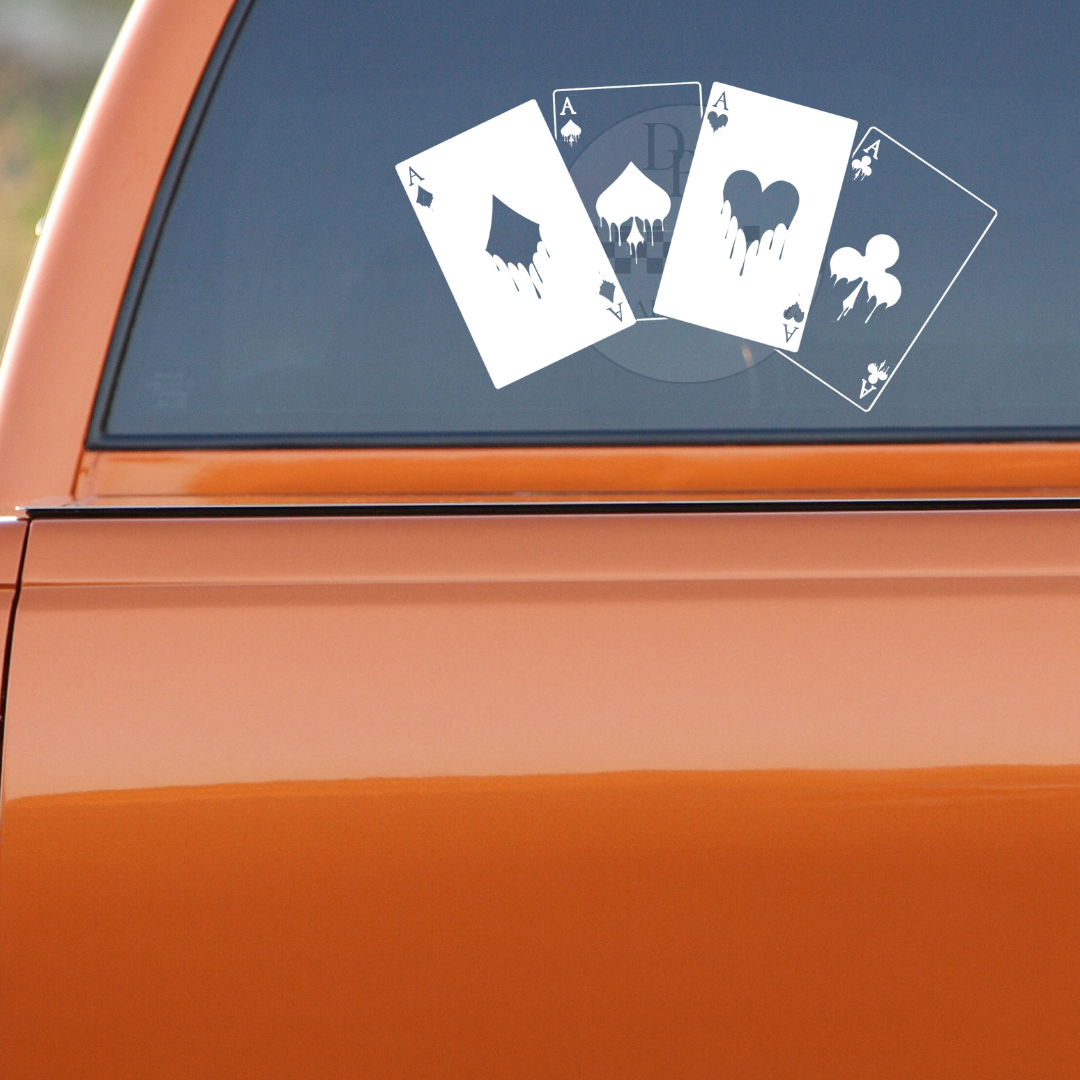 Drippy Aces - Poker Hand LARGE Permanent Decal Sticker