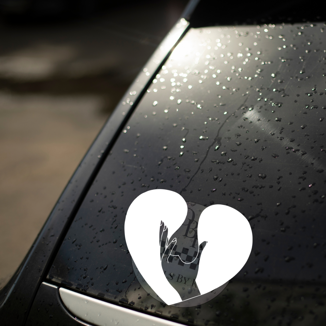 Heart, Hand Holding Balls Permanent Decal Sticker