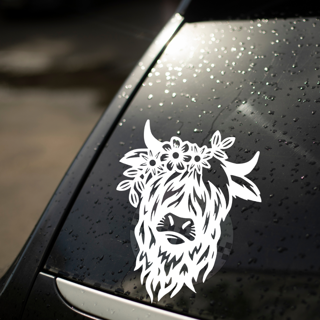 Highland Cow Permanent Decal Sticker