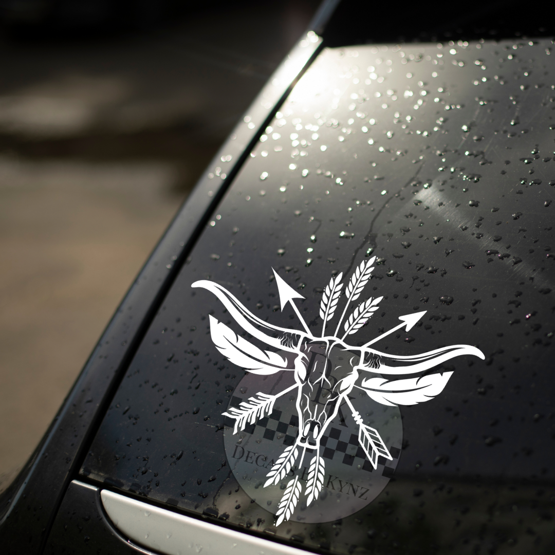 Western Bull Skull Permanent Decal Sticker
