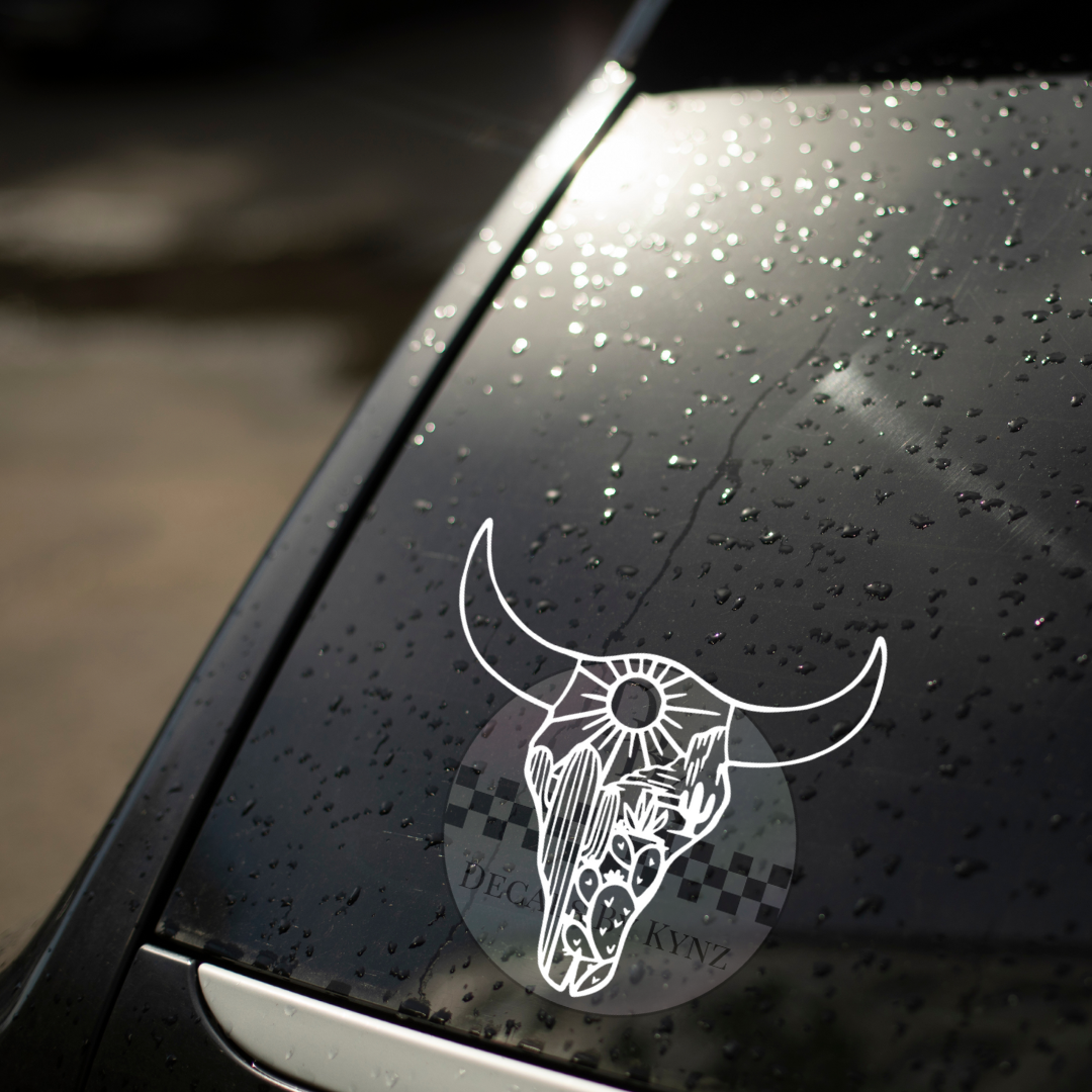 Western Cow Skull Permanent Decal Sticker