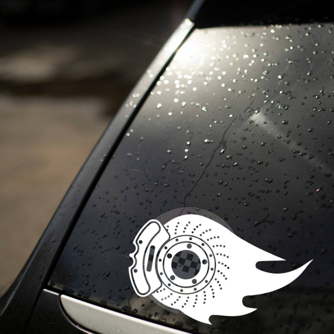 Brake Rotor & Caliper On Fire Permanent Decal Sticker